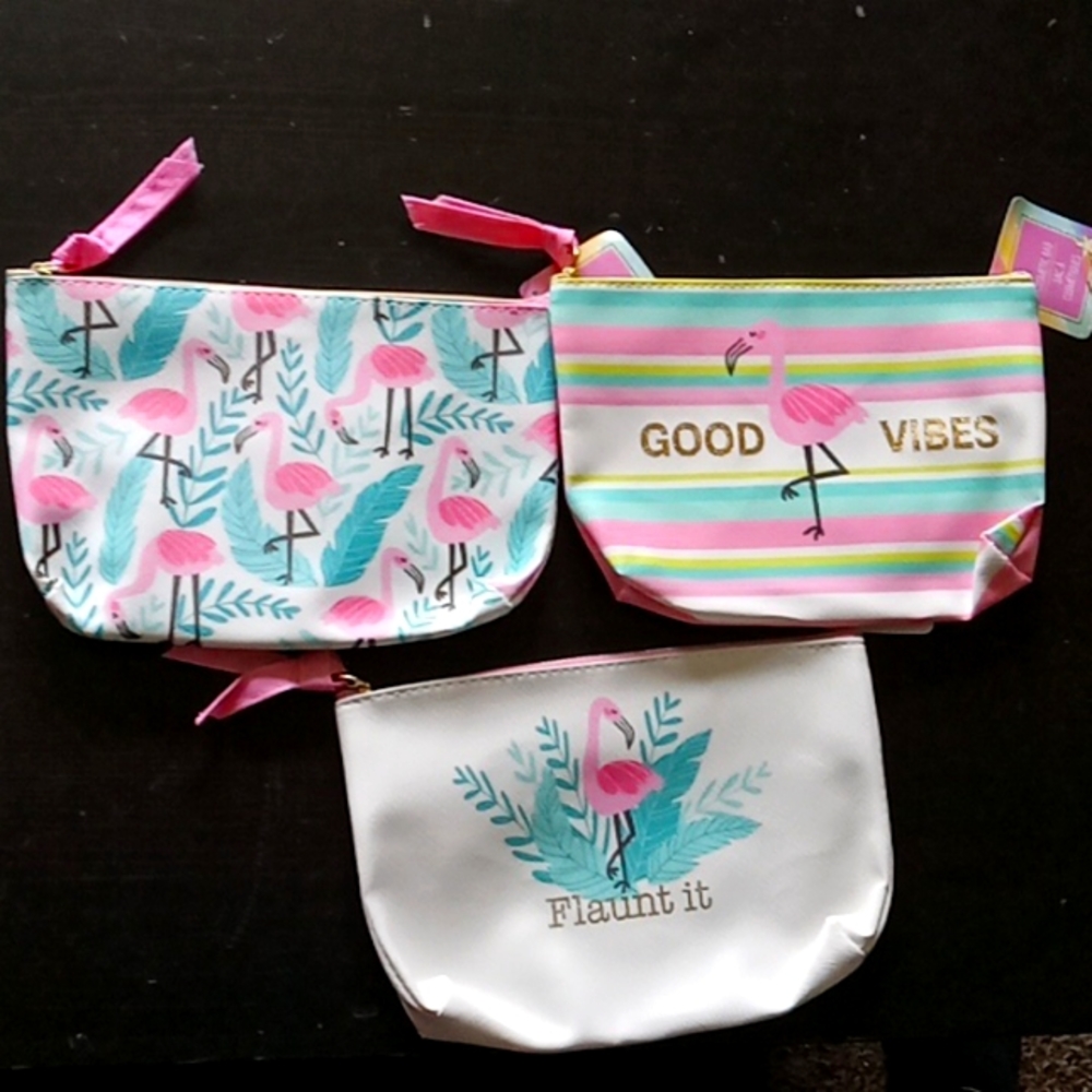 Flamingo makeup bags 3 for $12